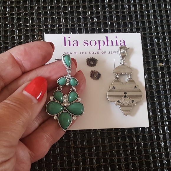 Lia Sophia Green Bling Chandelier Earrings - Picture 3 of 3